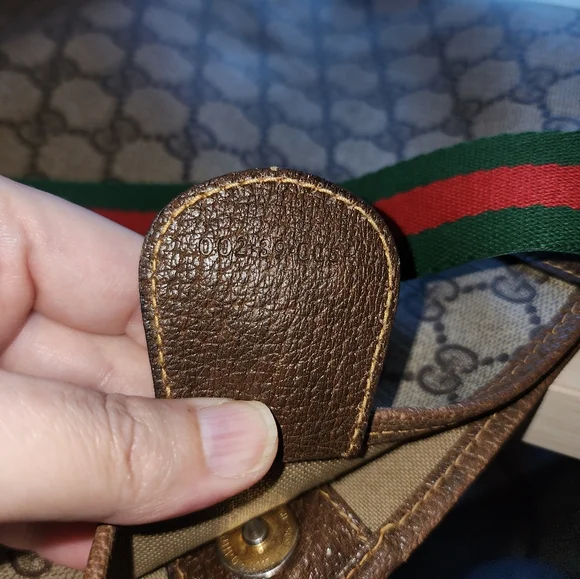 Used Authenticated Gucci‎ monogrammed tote with greenred striped handles Totes